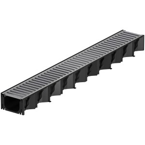 ACO Kanaleta Hexaline 2.0 iz črne umetne mase s pocinkano jekleno rešetko 1 m