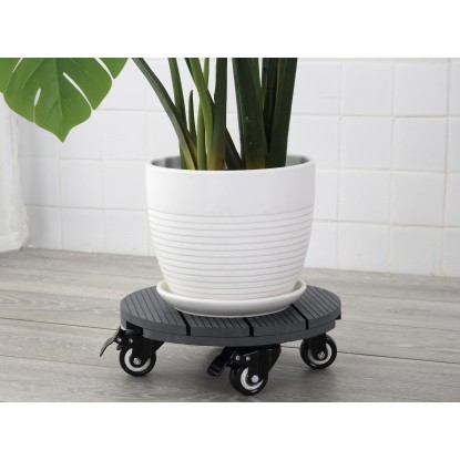 Voziček za rastline WPC antracitni rebrasta površina okrogli