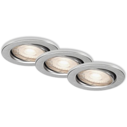 Briloner LED vgradna svetilka 3-delni komplet GU10 aluminij Ø 8,6 cm vrtljiva