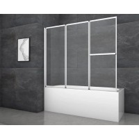 Aurlane zložljiva stena za kad Silver Comfort 166,4 x 140 cm krom 3-krilna