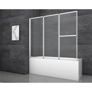 Aurlane zložljiva stena za kad Silver Comfort 166,4 x 140 cm krom 3-krilna