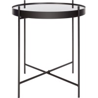Stranska mizica s stekleno ploščo Dark Wonder Ø 43 cm V: 45 cm Črna