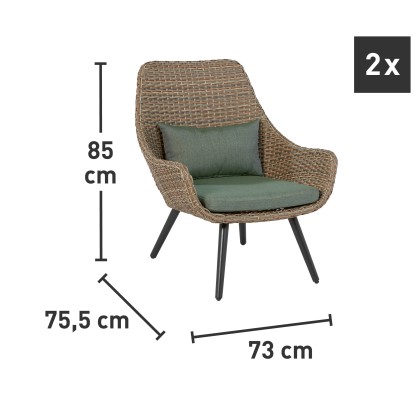 Komplet balkonskega pohištva Aliceville 3-delni poliratan zeleno-siva