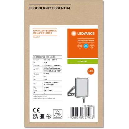 Ledvance Zunanji reflektor Floodlight Essential 10 W črna 13,2 x 8,3 cm