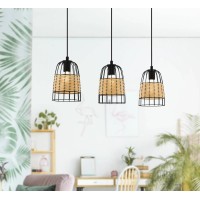 Eglo Viseča svetilka Anwick 3-plamenska črna naravna E27 40 W