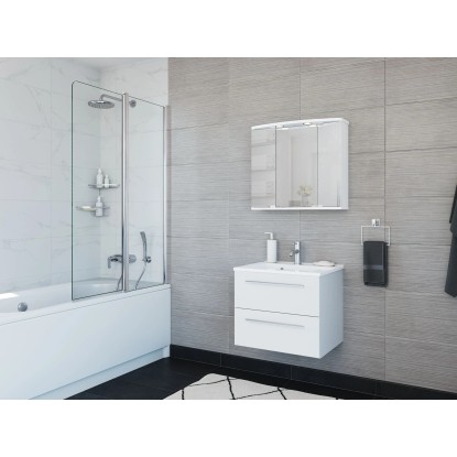 Jokey Omarica z ogledalom Funa LED 68 cm x 60 cm x 22 cm bela