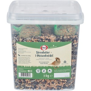 Hrana za ptice s 3 pogačami za sinice v 3 kg vedru