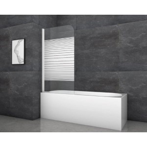 Aurlane Zložljiva stena za kopalno kad White Stripes 1 bela 80 x 140 cm 1-krilna