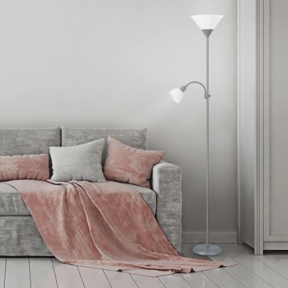 Rabalux Stoječa svetilka Action srebrna 1x E27/100 W + E14/25 W