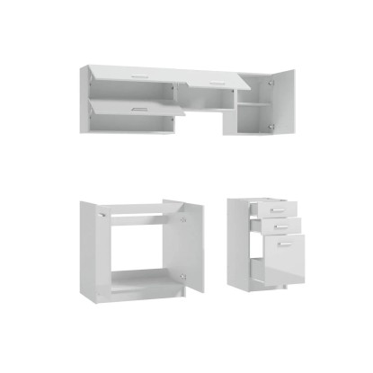 Kuhinjski set Napoli bel 180 cm bel kromirani ročaji