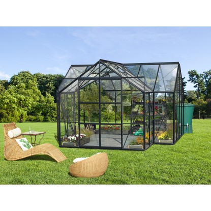 Vitavia rastlinjak Sirius ESG 3 mm Črn 13 m² s temeljem