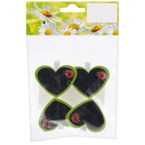 Lesena sponka s srcem 5 cm črno-zelena