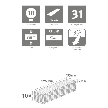 Egger Laminat Basic EBL020 Belfort hrast srebrn 1.292 mm x 193 mm x 7 mm