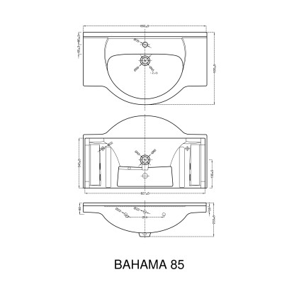 Umivalnik Bahama keramika 85 cm