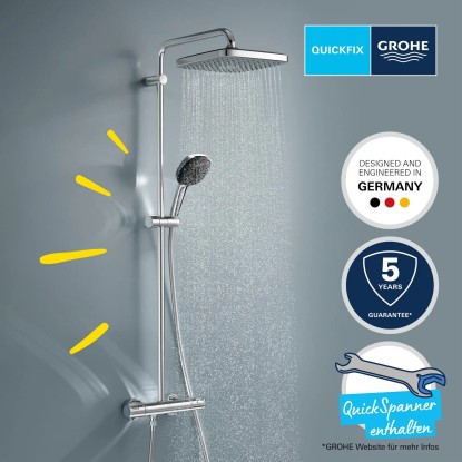 Grohe Garnitura za prho Vitalio Comfort 250 krom oglata s termostatom
