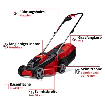 Einhell Akum. kosilnica GE-CM 18/30 Li 25 l z akum. baterijo in polnil. 18 V