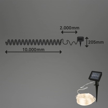 Briloner LED solarni trak za zunanjost IP44 3000 K 10 m