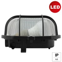 e2 elektro Ovalna LED-svetilka s košarico umetna masa črna 18,5 x 12,5 x 11 cm