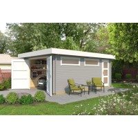 Weka Garaža za eno vozilo 441 Lesena vrata 422,7 x 540 x 234 cm Svetlo siva FSC®