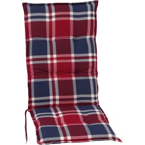 Blazina za stol z visokim naslonom Langeoog modro-bordo karirasta