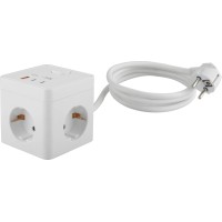 Razdelilna kocka s 4 vtičnicami in 2 priključkoma USB