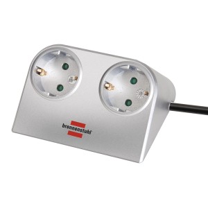 Brennenstuhl Desktop-Power Letev z 2 vtičnicam za mize srebrna 1,8 m