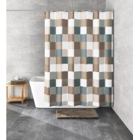 Kleine Wolke Zavesa za prhanje Check 180 cm x 200 cm sivo-rjava