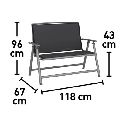 Zložljiva klop Welsby aluminij tekstil siva mat črna