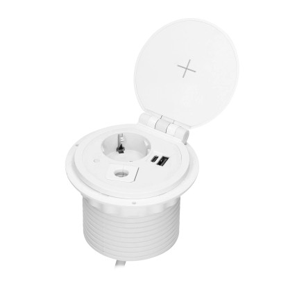 Orno Vgradna namizna vtičnica 2 USB vhoda z 1,8 m kablom bela