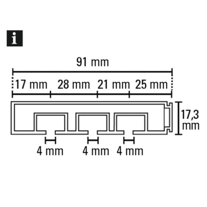 Gardinia Tračno vodilo za zavese 3-kanalna GE3 Bela 150 cm