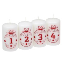 Steinhart Valjaste sveče Advent Balls 1-4 bele Ø 5,7 cm x 10 cm 4 kosi
