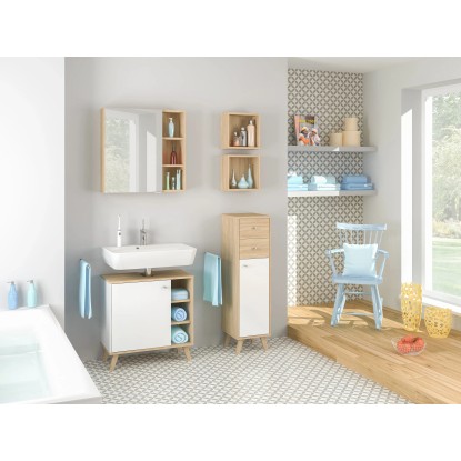 Astor Omarica z ogledalom Sven s policami svetli hrast FSC®