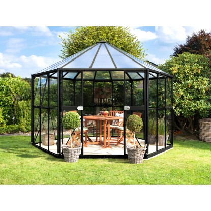 Vitavia rastlinjak Hera 9000 ESG 3 mm HKP 6 mm Črn 9 m² s temeljem