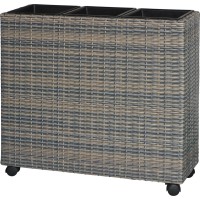 Korito za rože s kolesi poliratan antracit-bež 82 cm x 28 cm x 72 cm