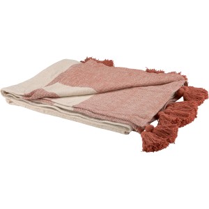 Bombažna odeja Ancient Secrets 140 cm x 180 cm umazano bela-terakota