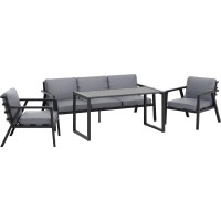 Sedežni in jedilni komplet Tamworth 4-delni aluminij antracitno siva