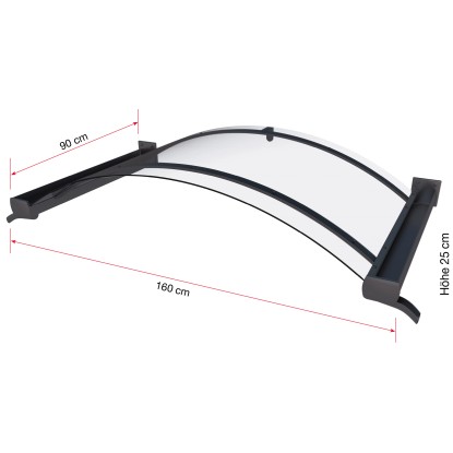 Gutta Polkrožni nadstrešek za vhod BV/B 160 antracit 160 cm x 90 cm x 25 cm