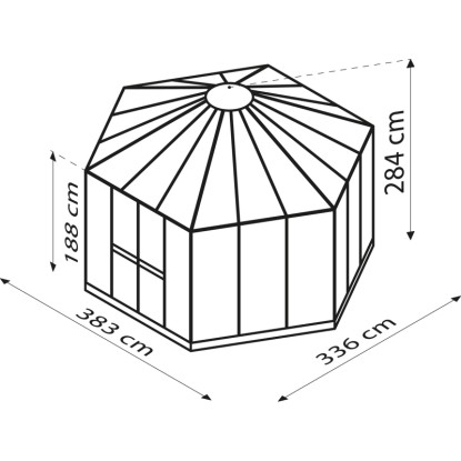 Vitavia rastlinjak Hera 9000 ESG 3 mm HKP 6 mm Črn 9 m² s temeljem