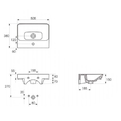 Cersanit Komplet omarice Lara in umivalnika Mille Slim 50 bela