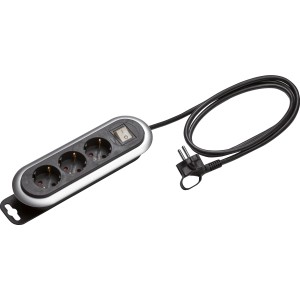 Namizni električni razdelilnik s 3 vtičnicami Alu-Line