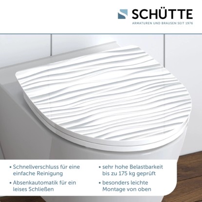 WC-deska Schütte White Wave duroplast avtomatsko spuščanje hitro odpenjanje