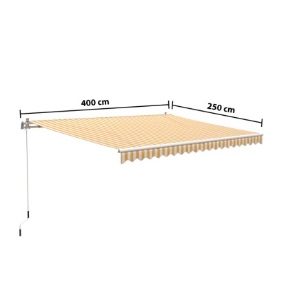 Markiza s pregibnimi rokami Aventura 400 cm × 250 cm, rumeno-bela črtasta