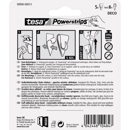 Tesa Powerstrips Dekorativni kavlji prozorni 5 kosov z 8 x trakci Powerstrips