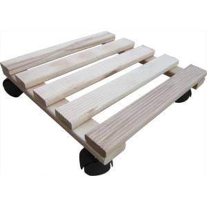 Kvadraten premičen podstavek za rastline iz bukovega lesa rebrast 30 cm x 30 cm