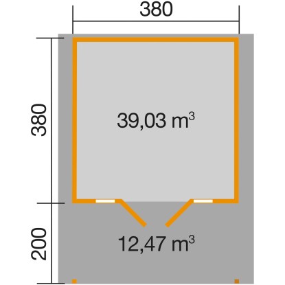 Weka Vikend hiška 137 A Vel. 2 380 cm x 580 cm od tega 200 cm nadstreška