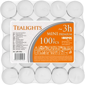 Čajne svečke 100 kosov bele 3 h