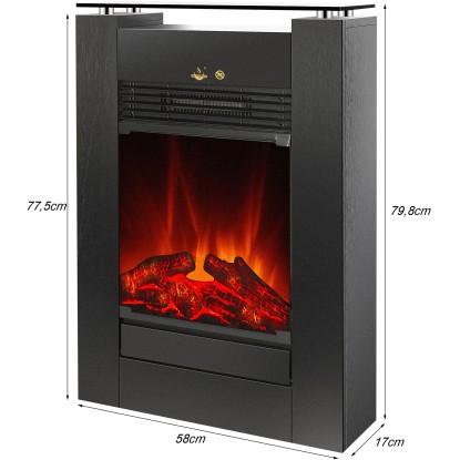 EL Fuego Električni kamin Tessin Črn z grelnikom zatemnilen 1,8 kW