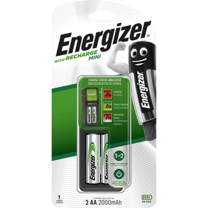Energizer Polnilnik Mini Charger vklj. 2 x AA 2000 mAh bateriji
