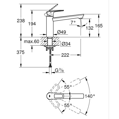 Grohe Start Loop Enoročna armatura za umivalnik DN 15