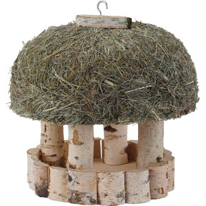 Ptičja hišica Breza s slamnato streho Okrogla 32 cm x 32 cm x 31 cm